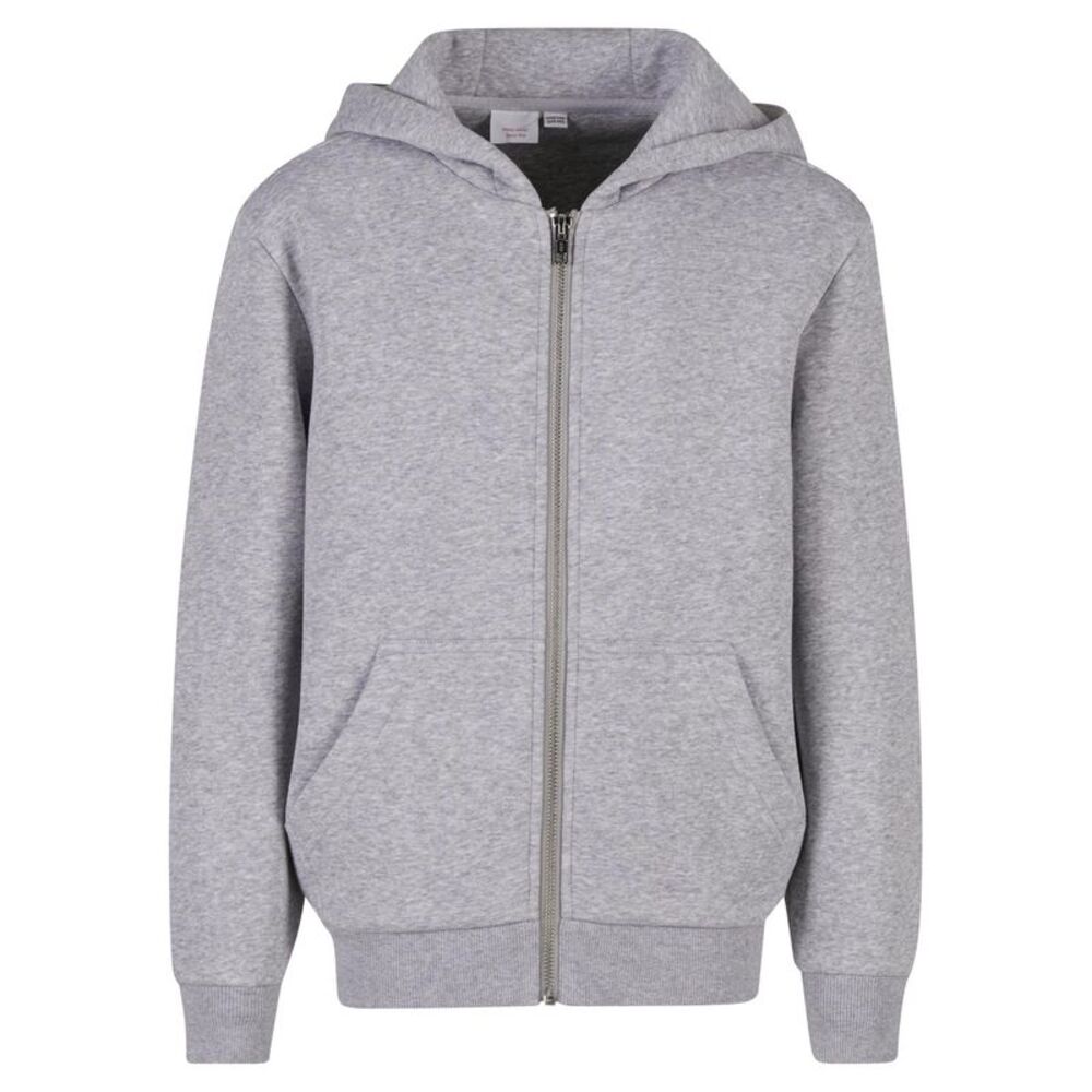 Build Your Brand Childrens/Kids Fluffy Full Zip Hoodie / Heather Grey